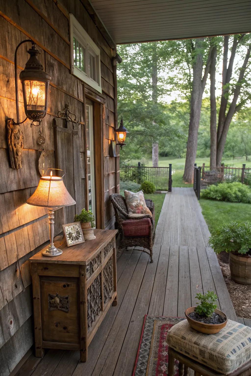 Reclaimed wood walls add rustic charm and character.