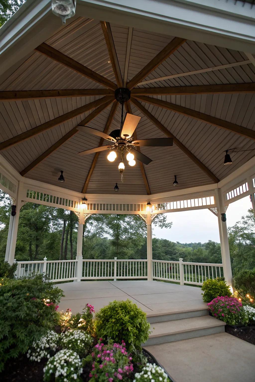 Oversized fans are perfect for large gazebo spaces.