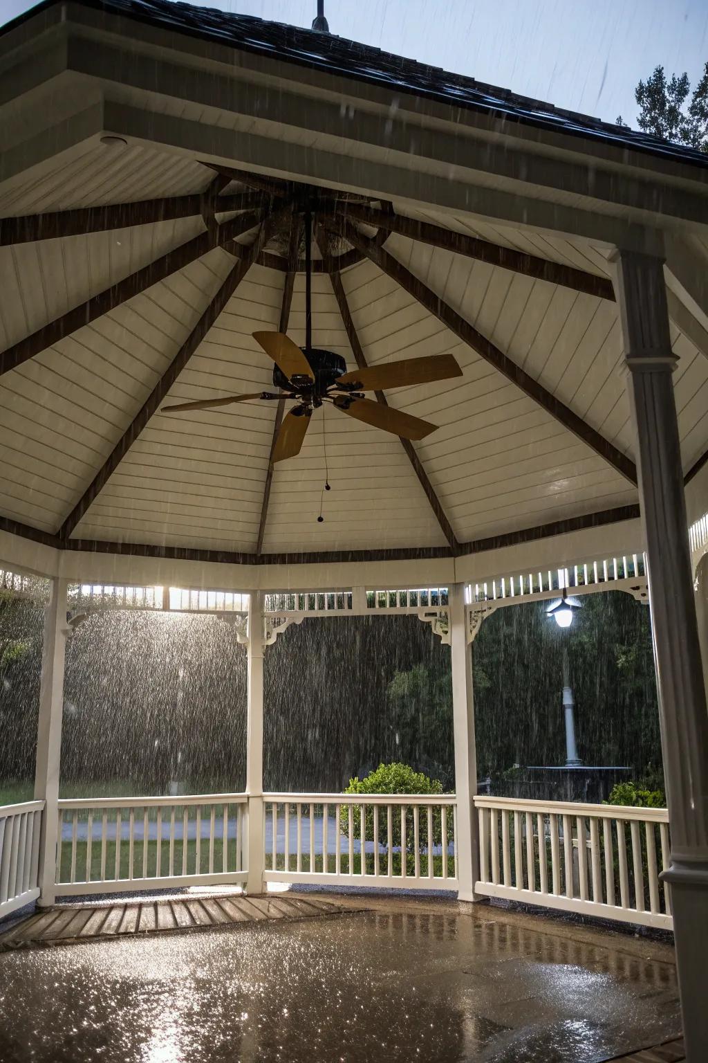 Weather-resistant fans ensure your gazebo remains a cozy retreat in any weather.