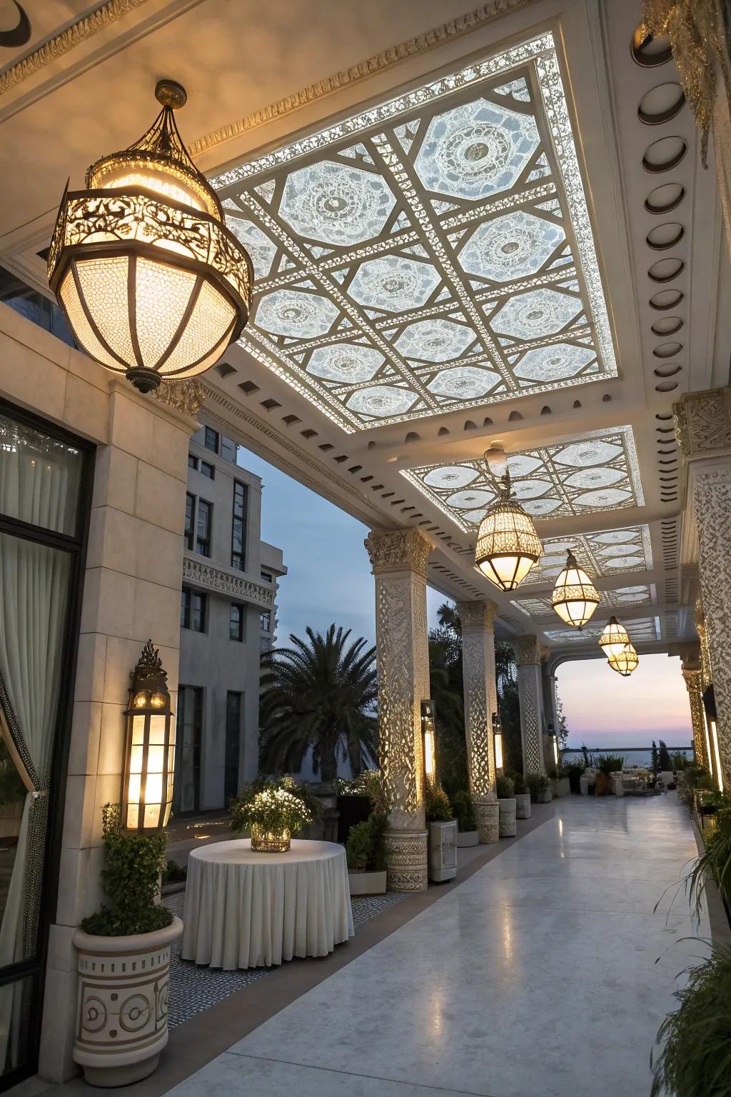 Add glamour with Art Deco ceiling lights.