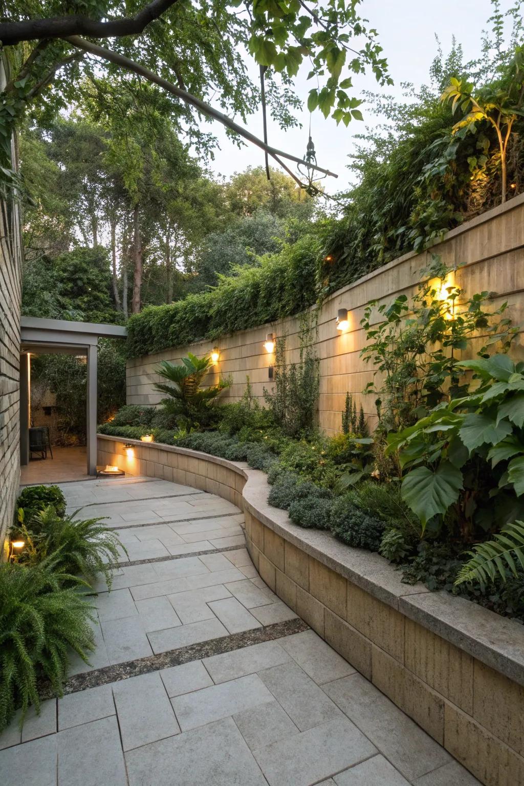 Enhance privacy on your patio with strategically placed retaining walls.