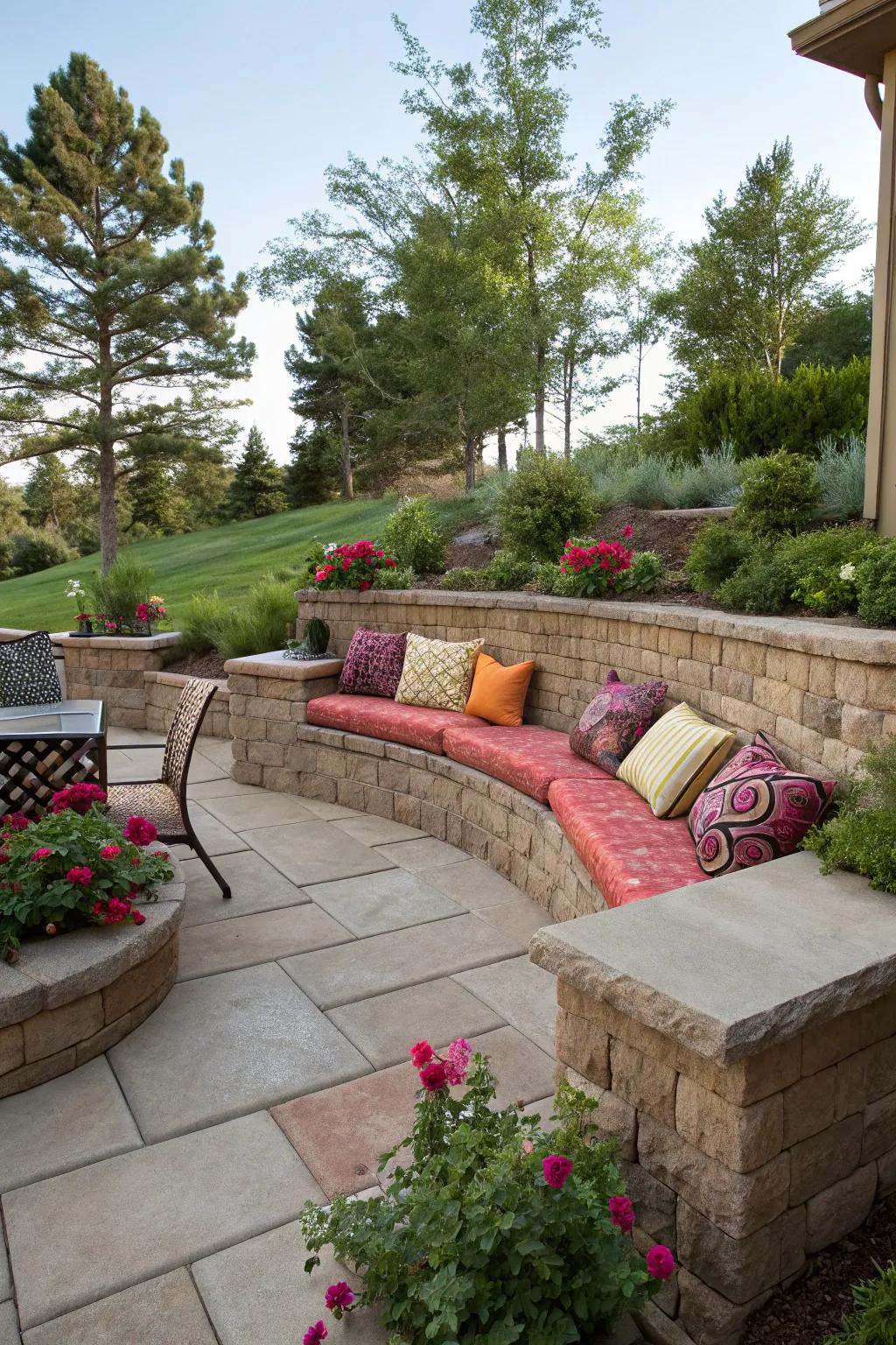 Maximize your space with seating walls on your patio.