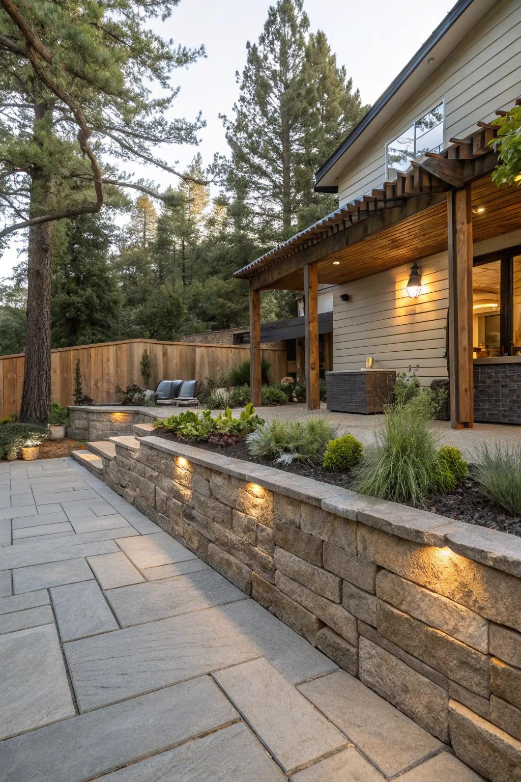 Blend modern and rustic styles for a unique patio aesthetic.
