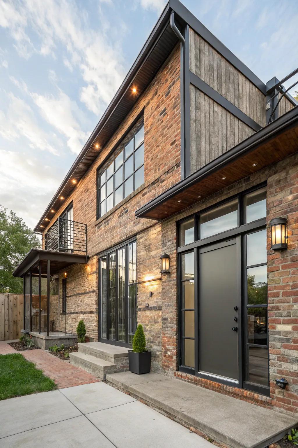 Industrial design elements enhance your home’s exterior with an urban edge.
