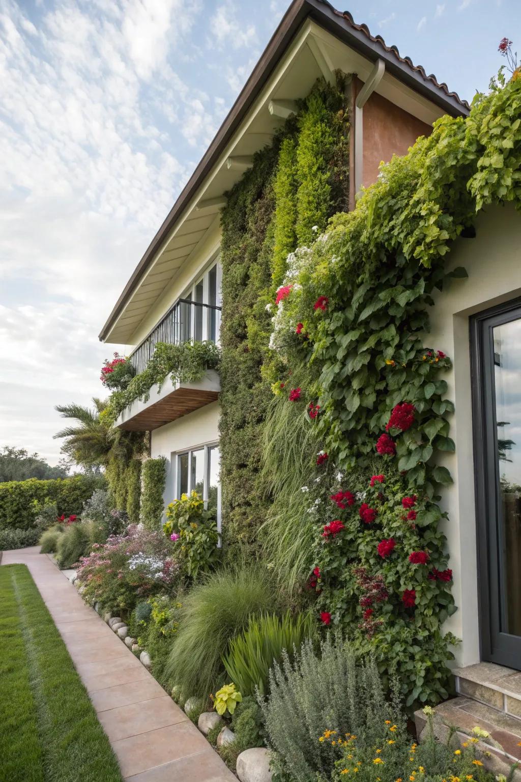 Vertical gardens maximize greenery in compact spaces.