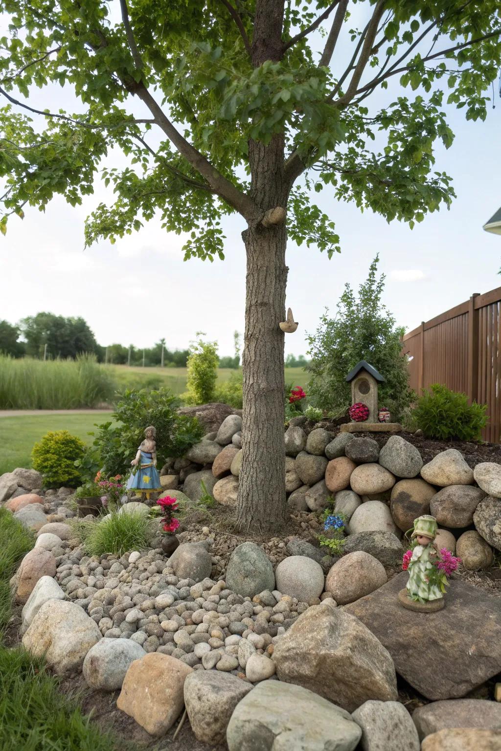 Decorative elements add personality to your tree landscape.