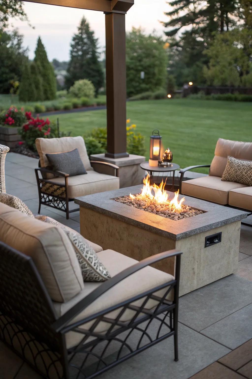 A fire pit adds warmth and a touch of magic to any patio.