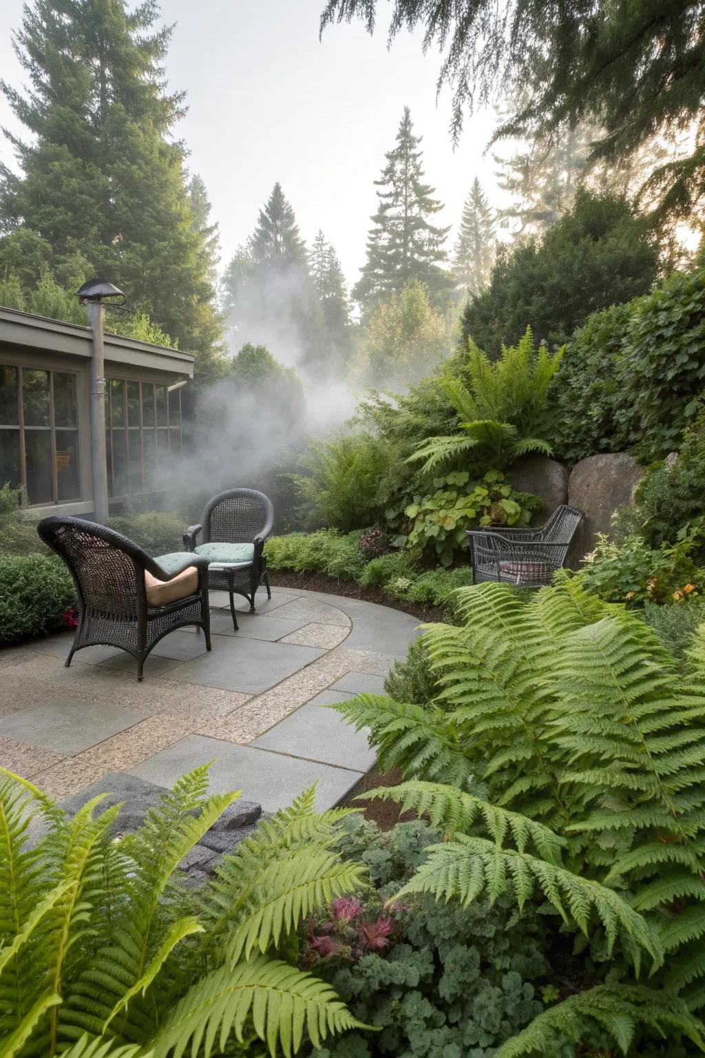 Native plants create a lush, vibrant atmosphere.