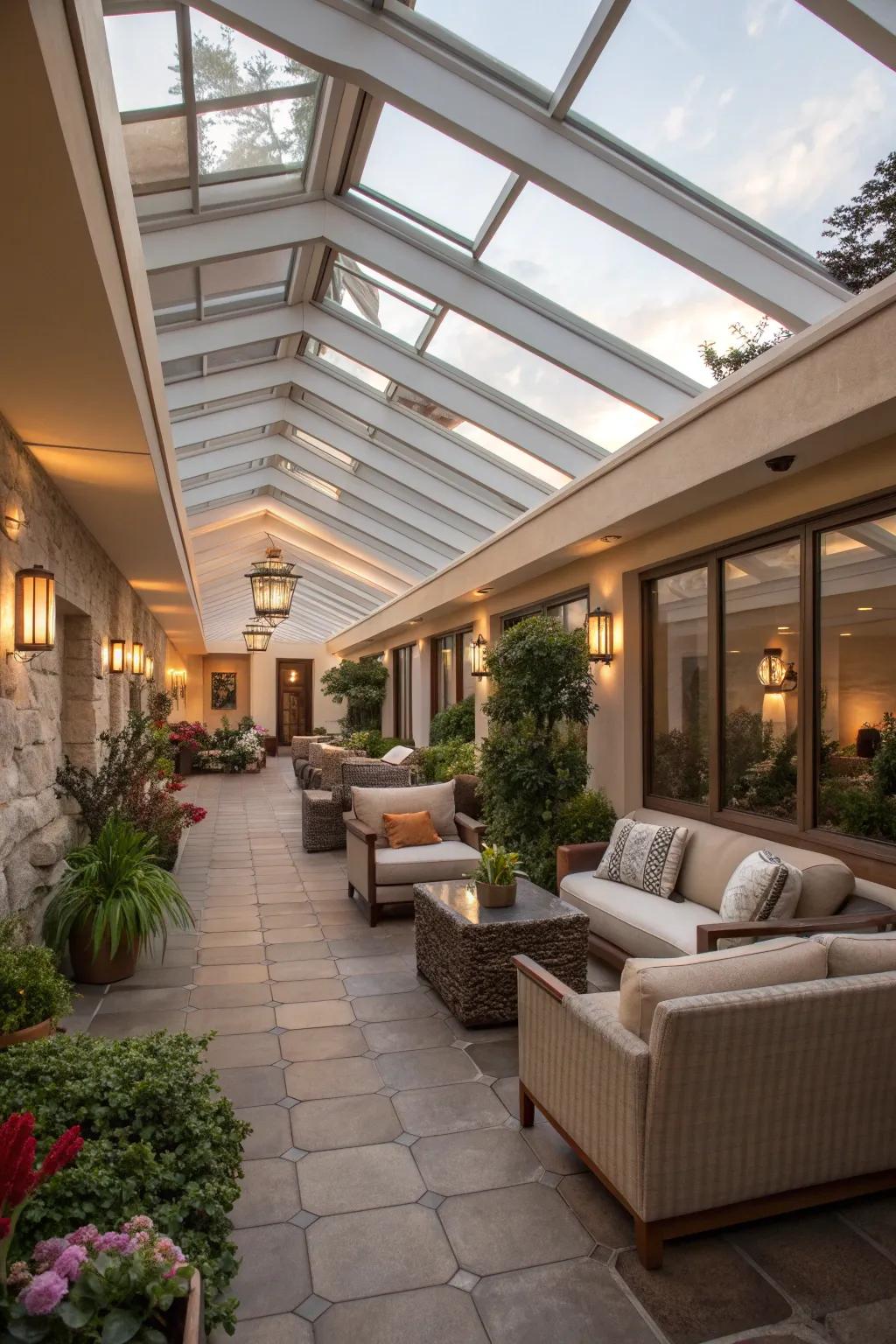 Skylights brighten up your patio naturally.