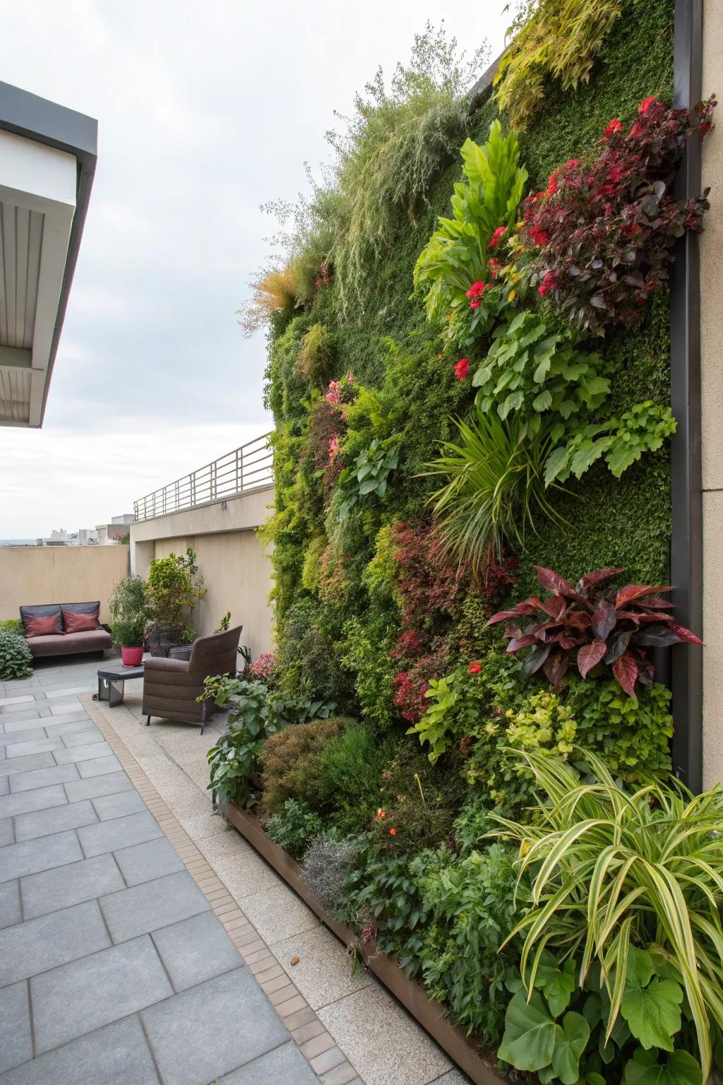 Vertical gardens make a striking green statement.