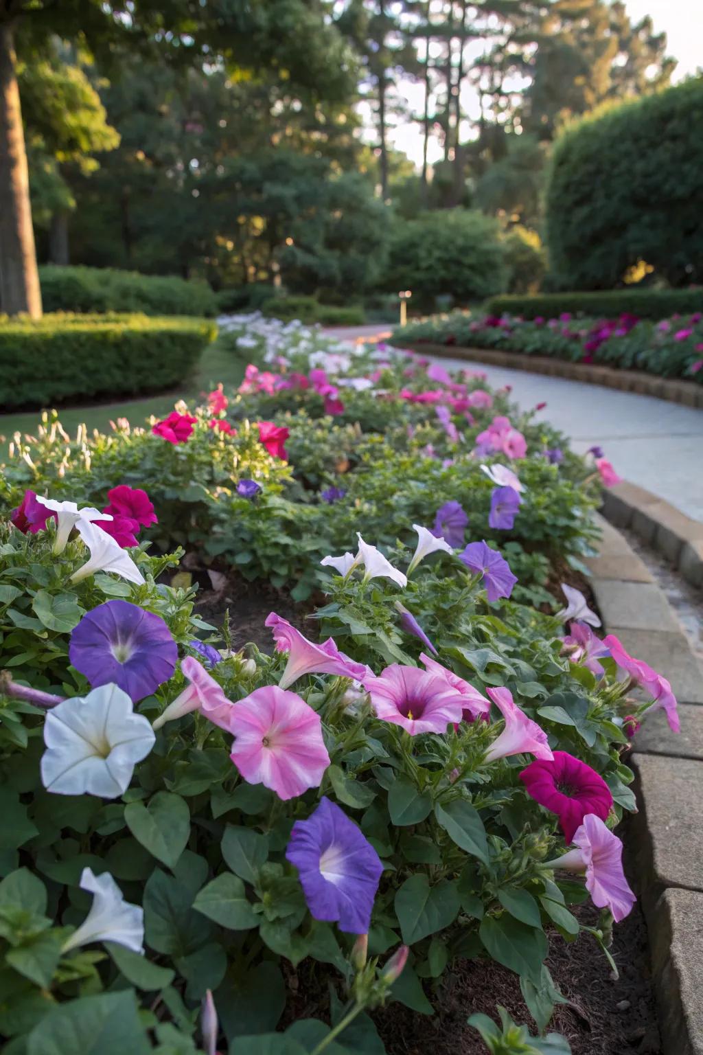 A colorful array of morning glory varieties.
