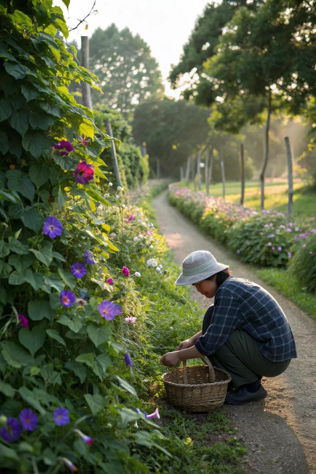 Deadheading extends the bloom period of morning glories.