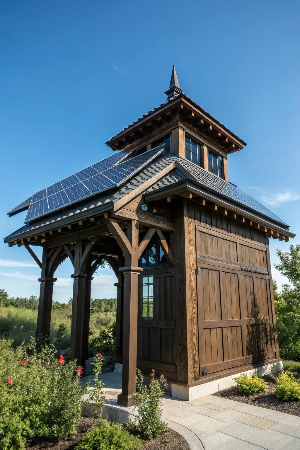 Eco-conscious well pump house energized by solar panels for sustainability and cost-saving