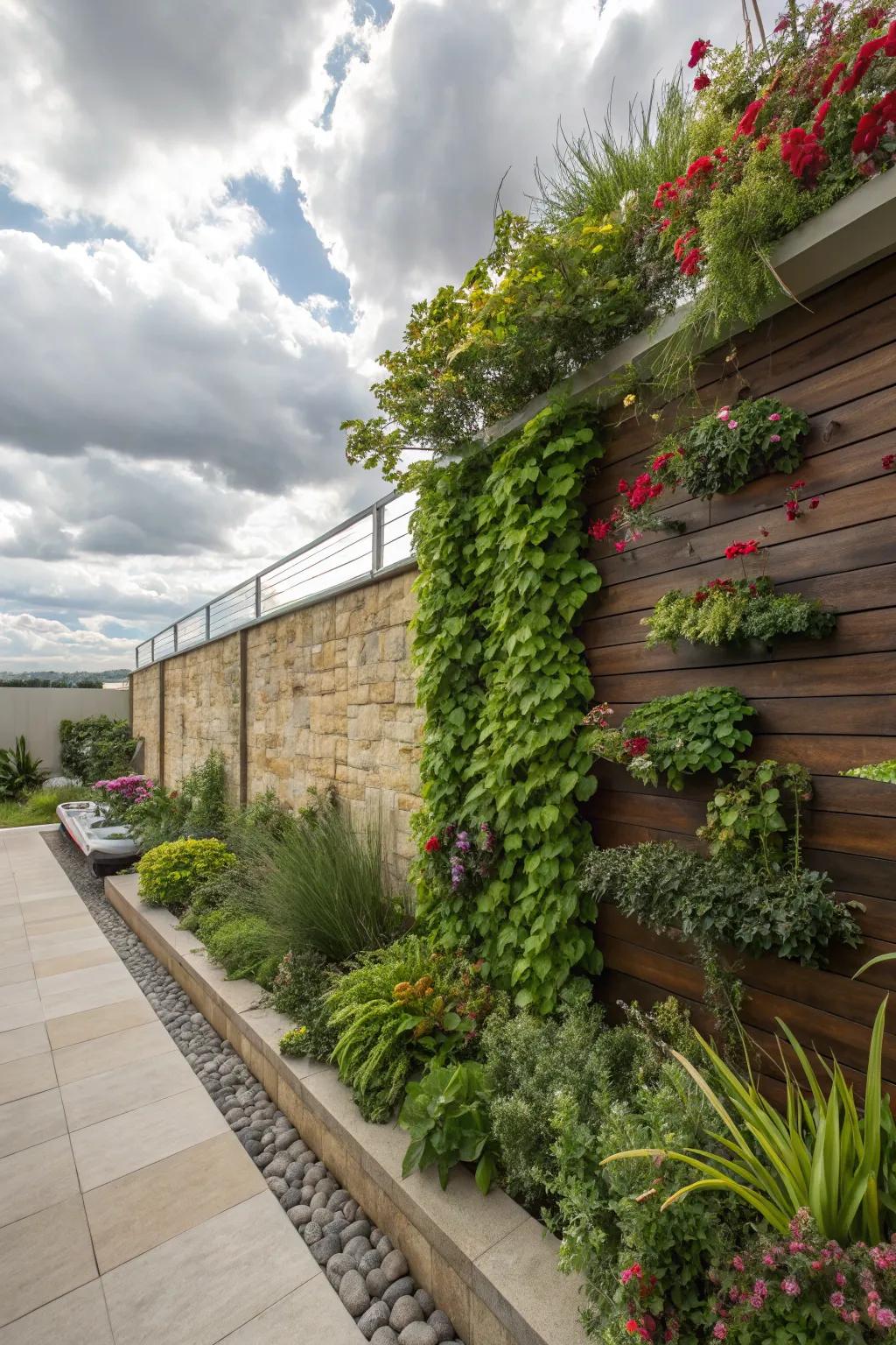 Optimize space and greenery with vertical gardens.