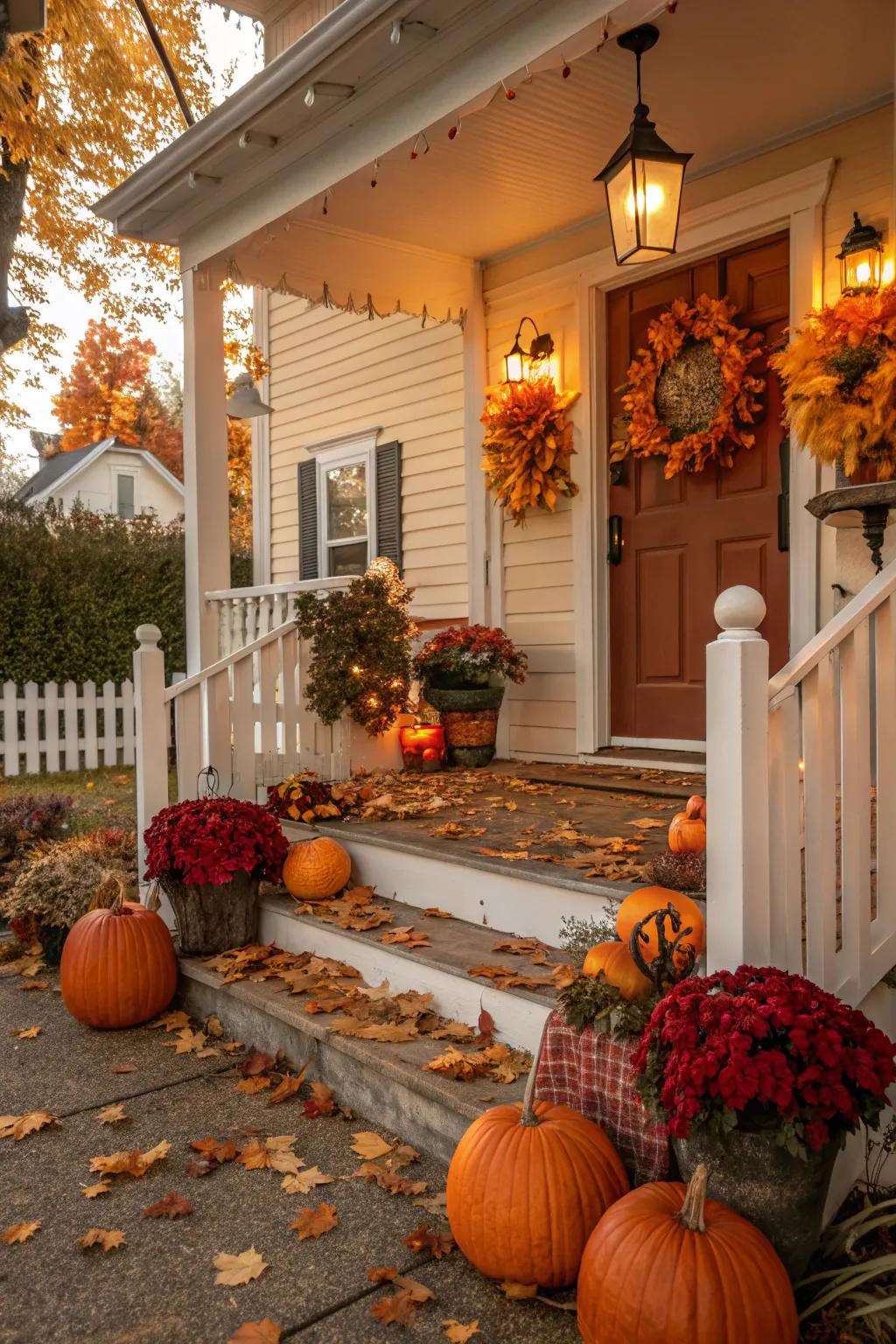 Warm colors wrap your porch in cozy vibes.