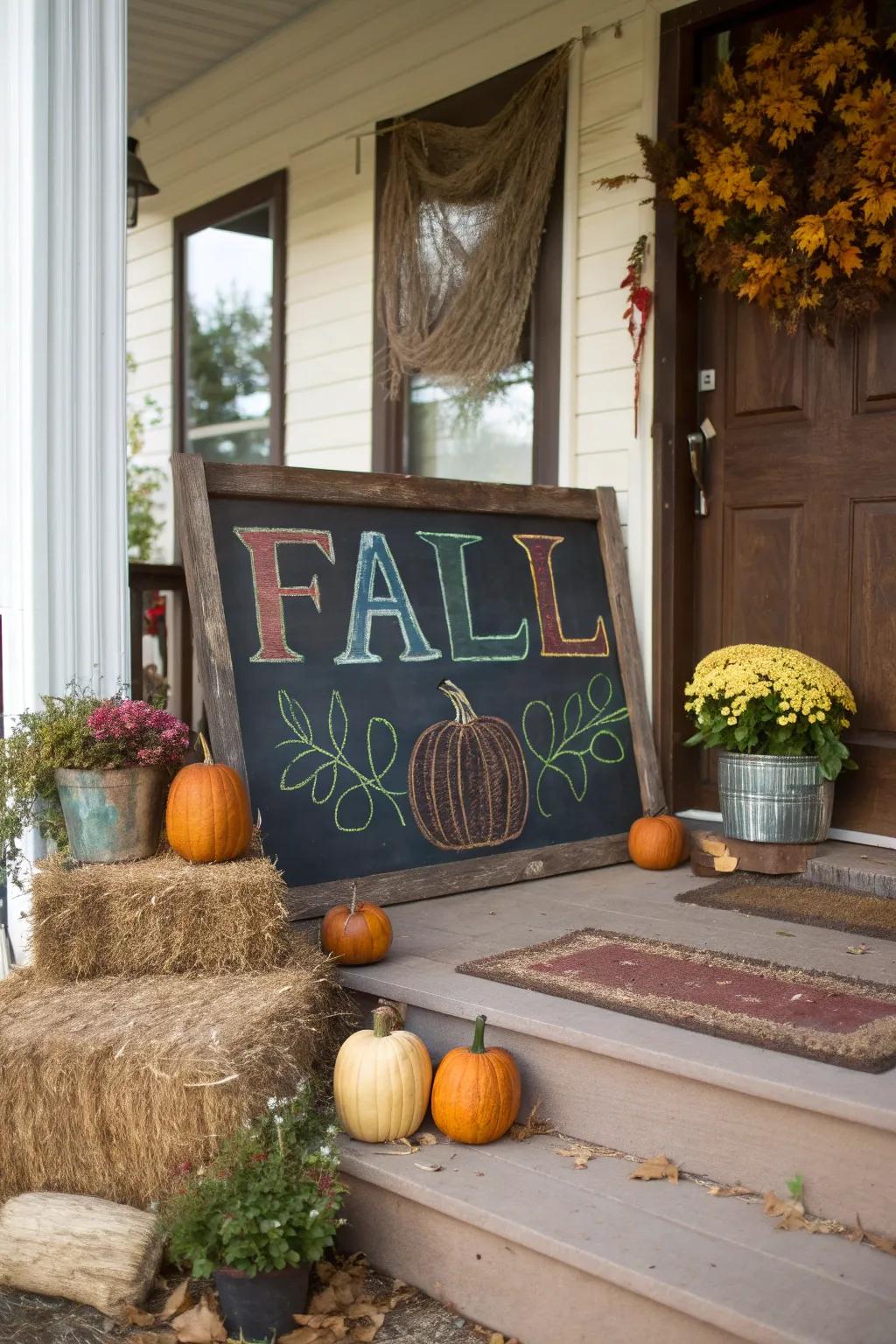 A chalkboard message adds a personal touch to your decor.