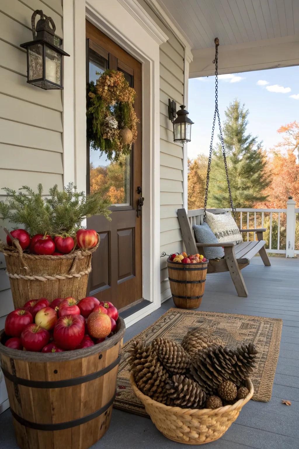Harvest-themed baskets celebrate the season's bounty.