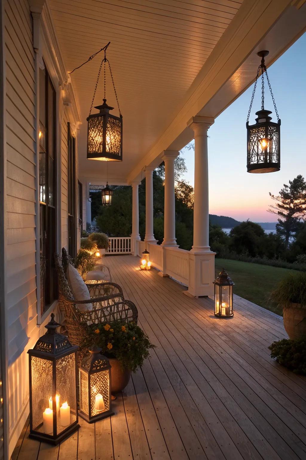 Lanterns create a warm and inviting atmosphere.