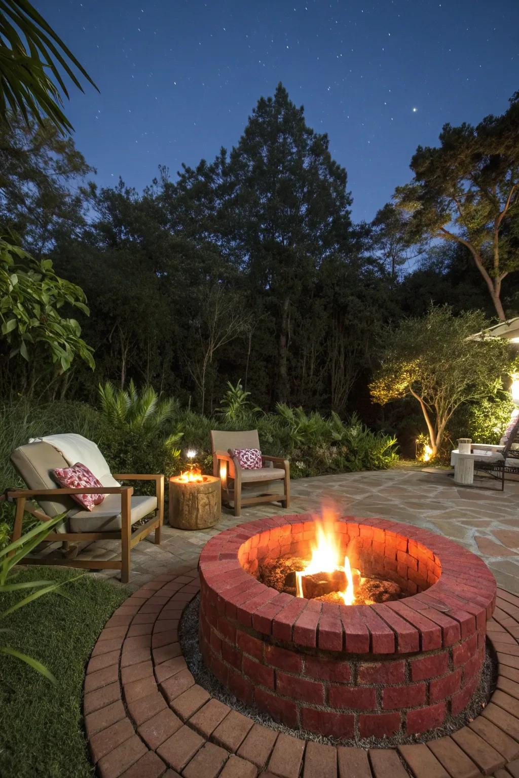 Rustic charm with durable brick borders.