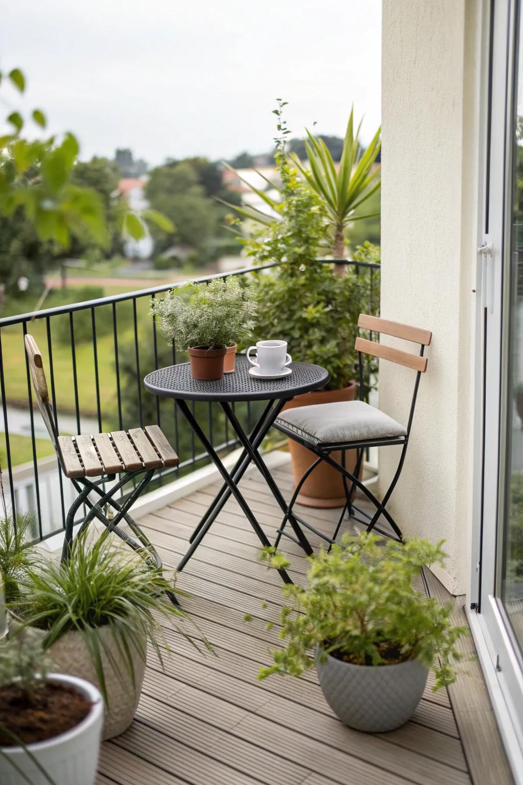 A bistro set is a perfect addition for intimate outdoor moments.