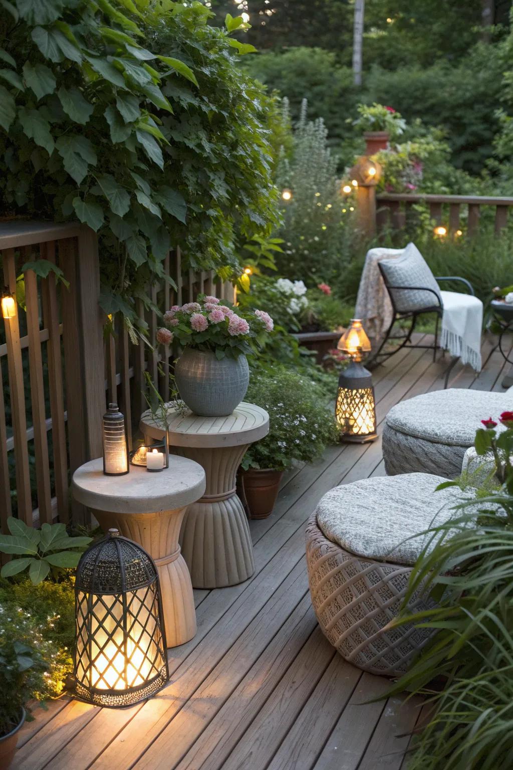 Garden stools offer style and functionality as side tables.