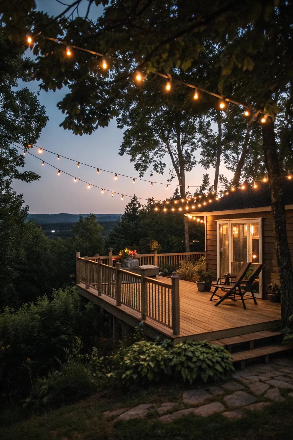 String lights add a magical touch to evening gatherings.