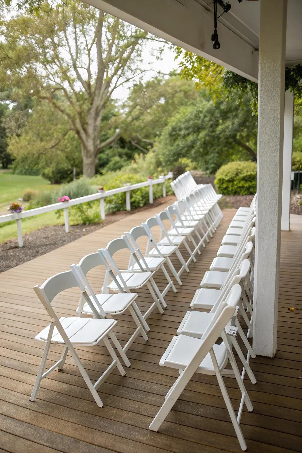 Folding chairs offer flexibility and style for small spaces.