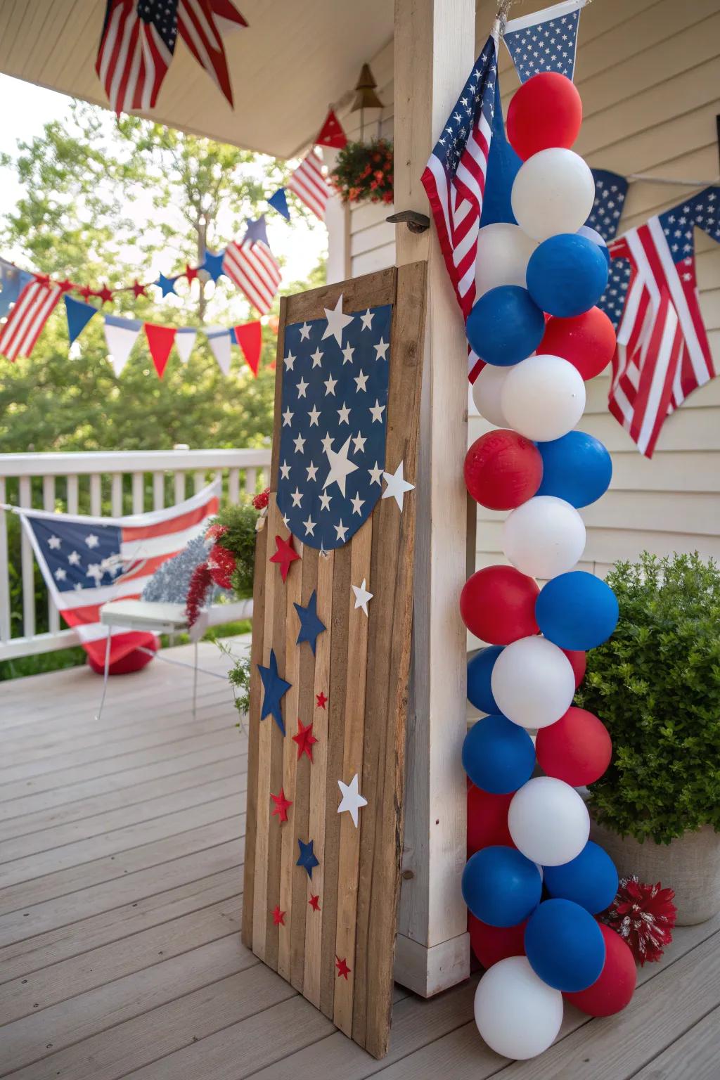 A porch board celebrating patriotic pride.
