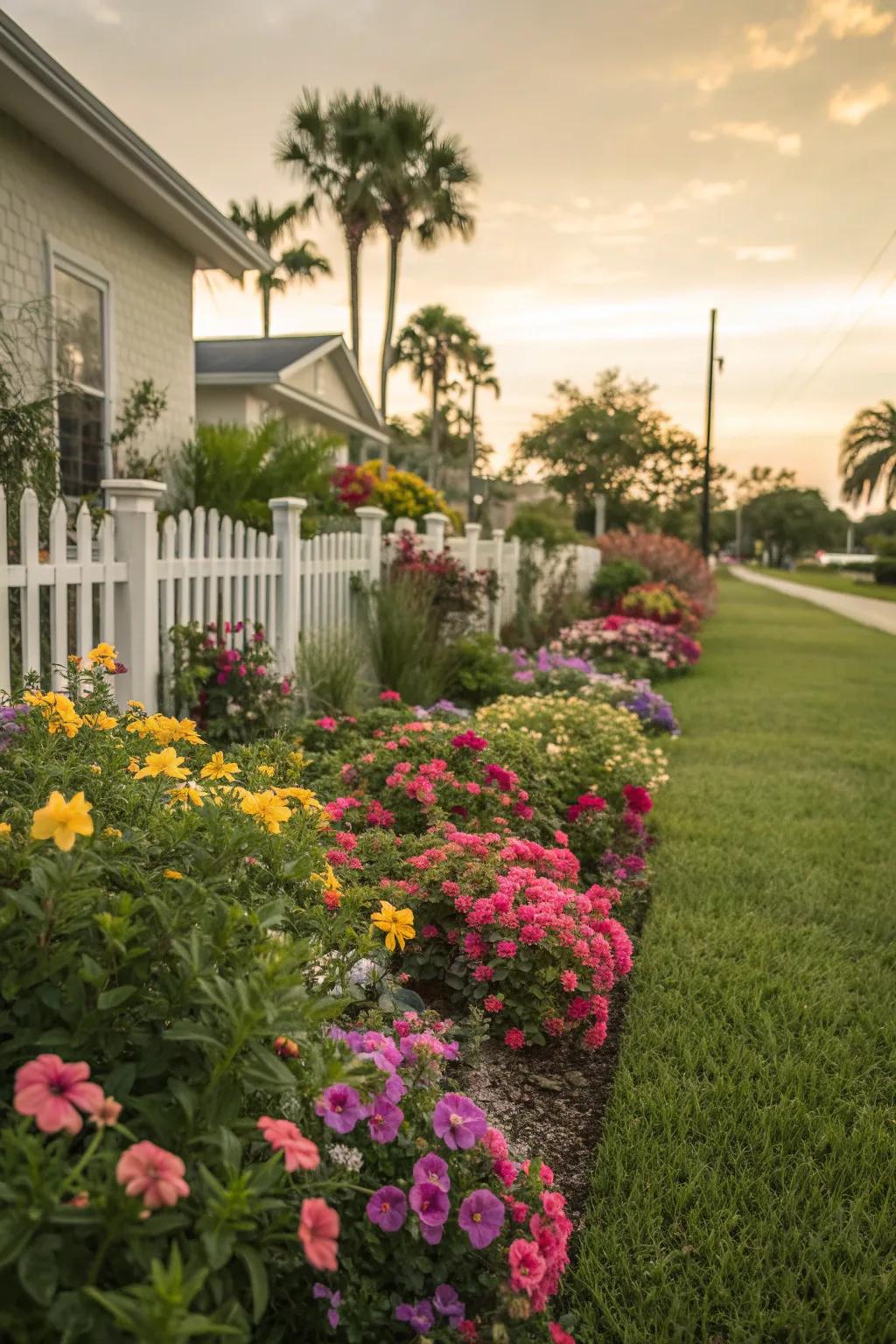 A Florida front yard blooming with vibrant colors.