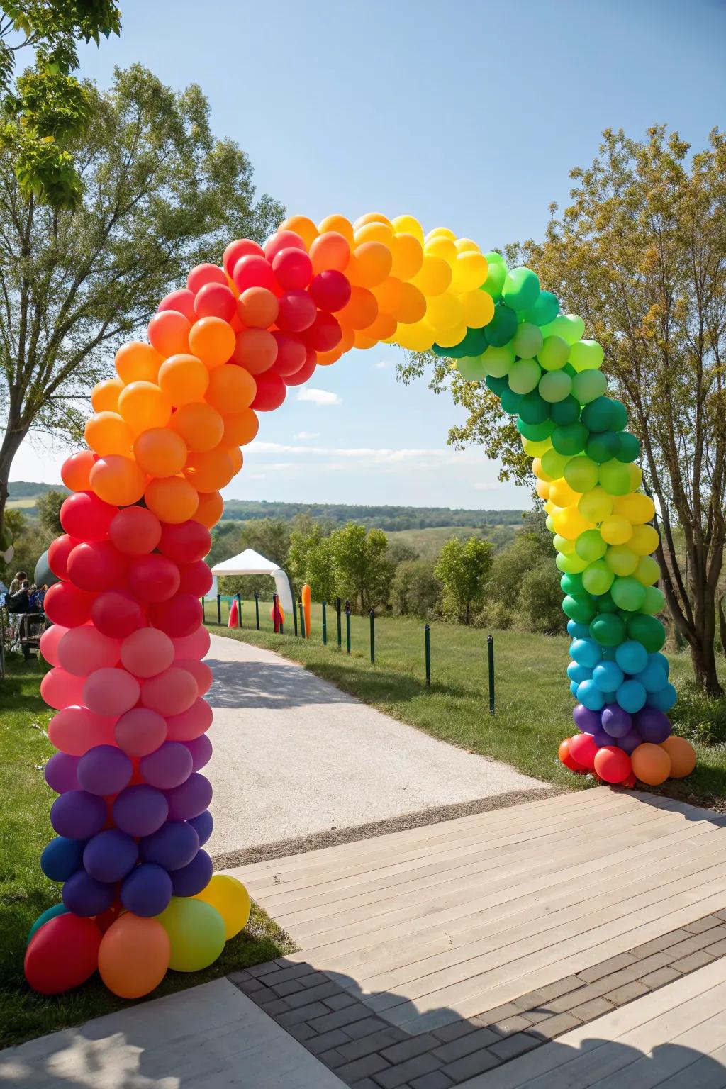 A colorful balloon arch adds a festive flair.