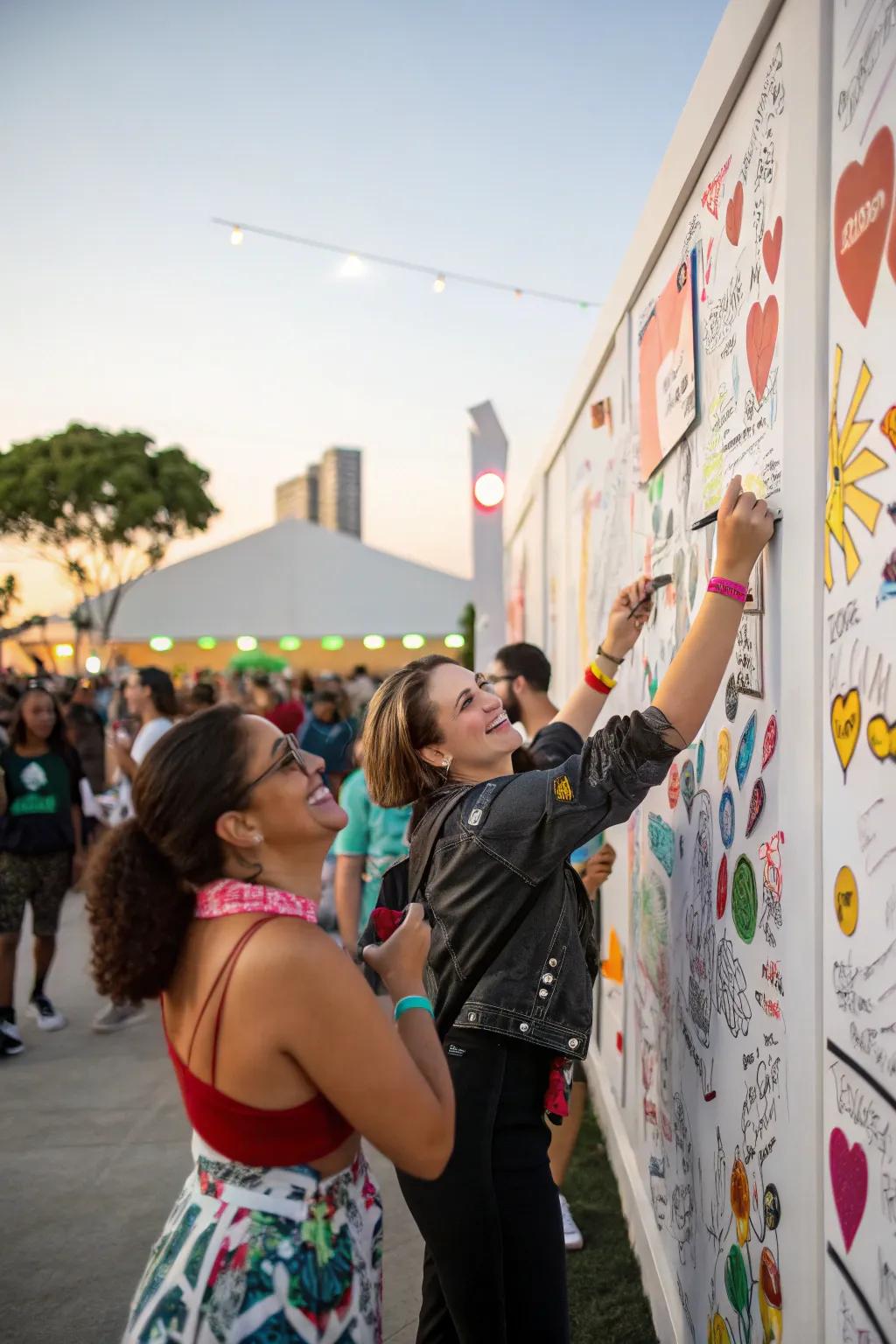 An interactive art wall becomes a living piece of the event.