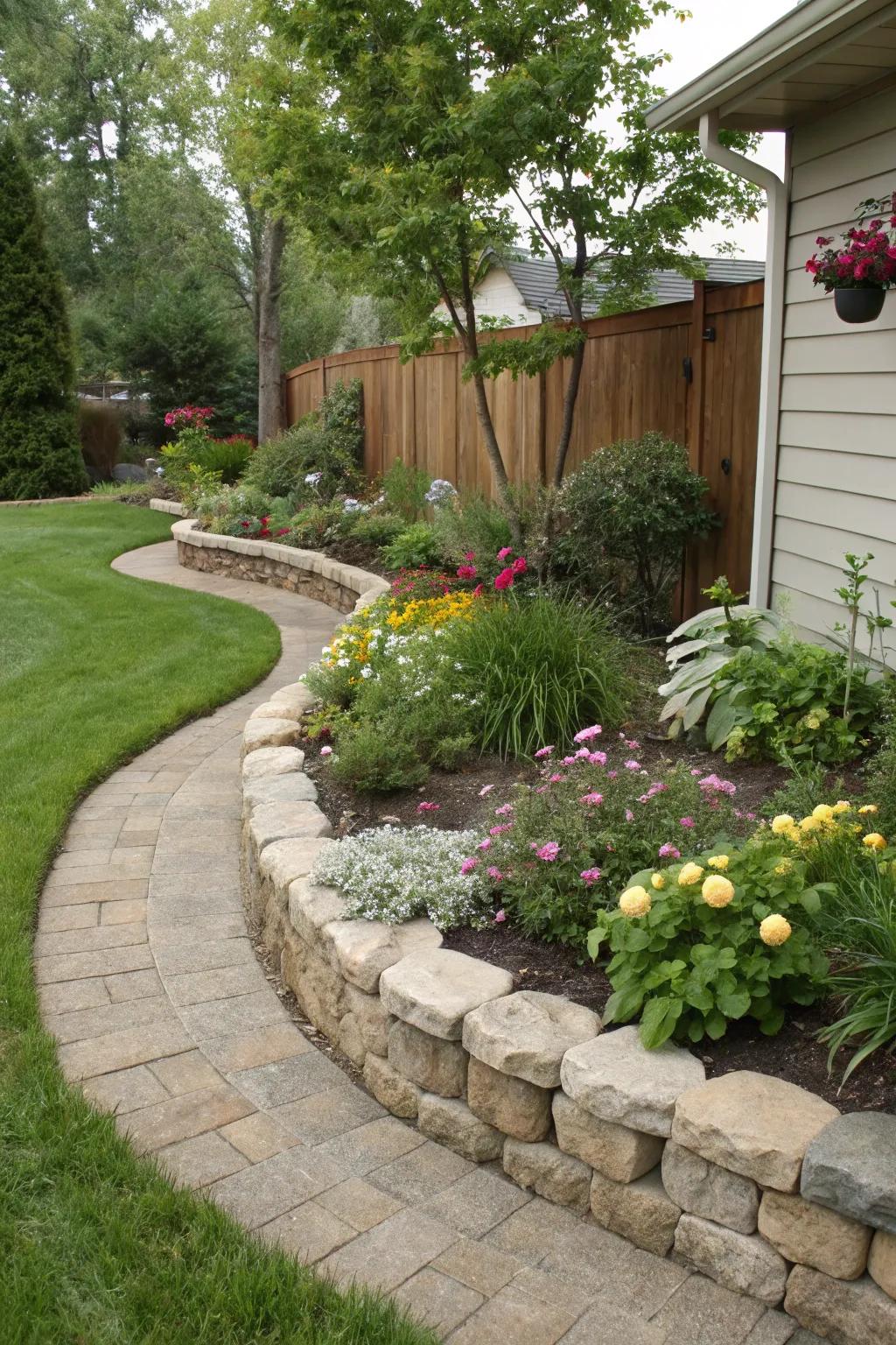 Stone edging adds elegance and order to any garden.