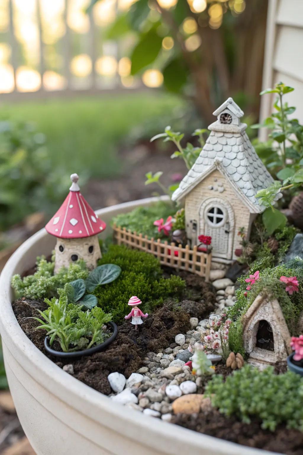A fairy garden adds whimsy and wonder to any corner.