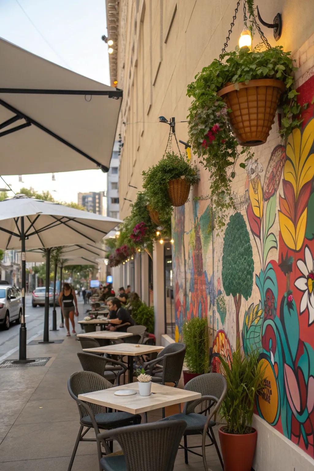 Artistic wall features add creativity and personal style.