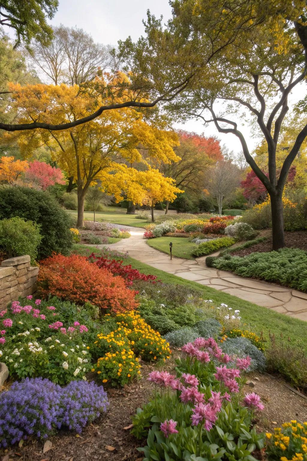 Seasonal interest keeps this garden lively throughout the year.