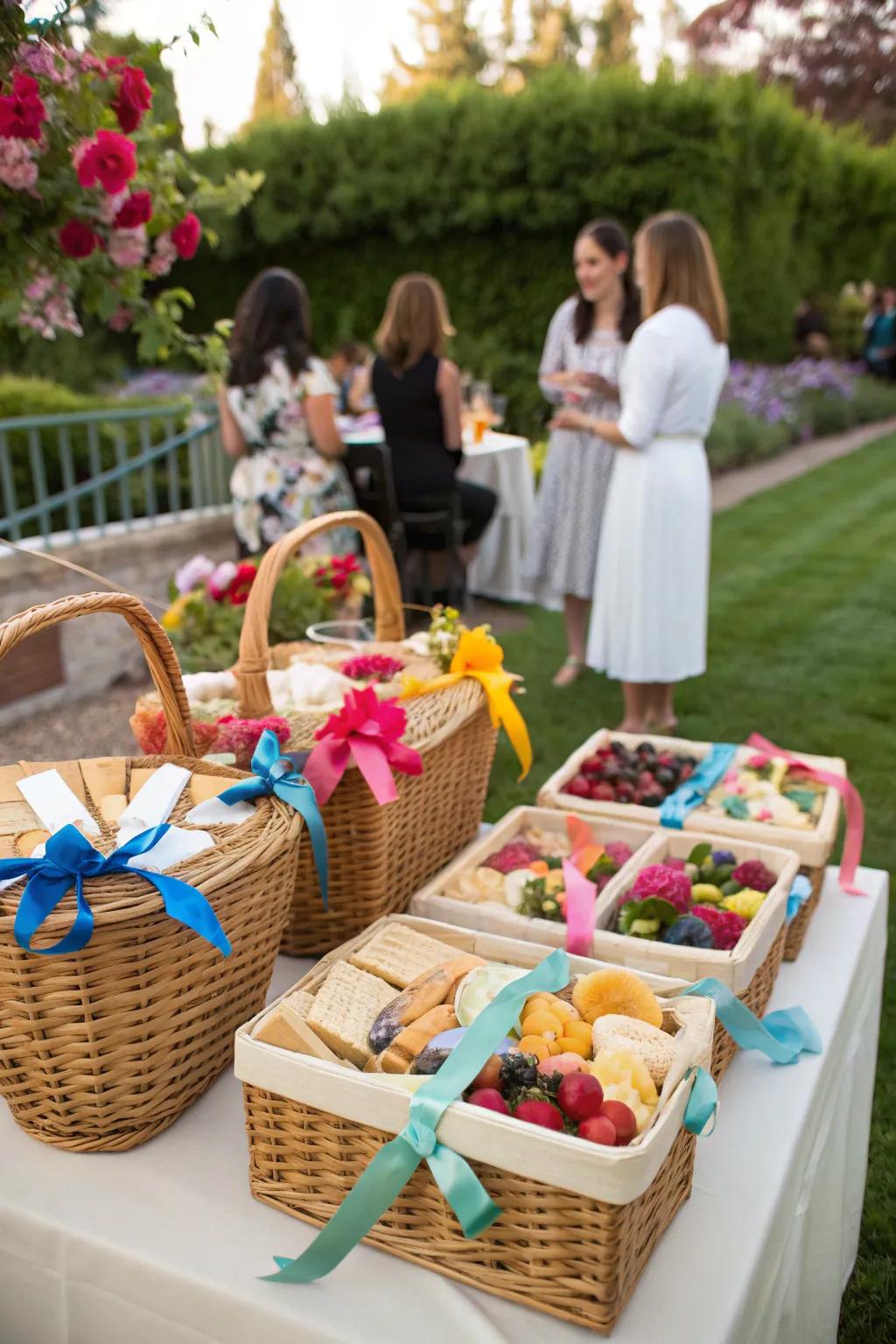 Gourmet picnic baskets adding a charming touch.