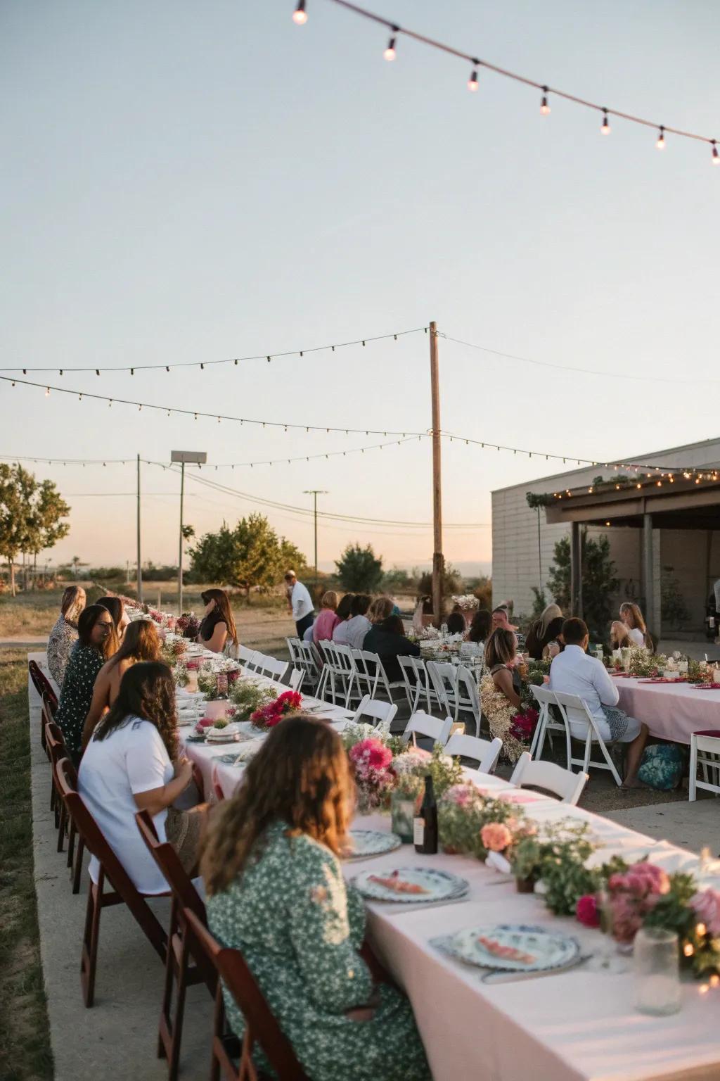 Long tables encouraging a communal, interactive atmosphere.