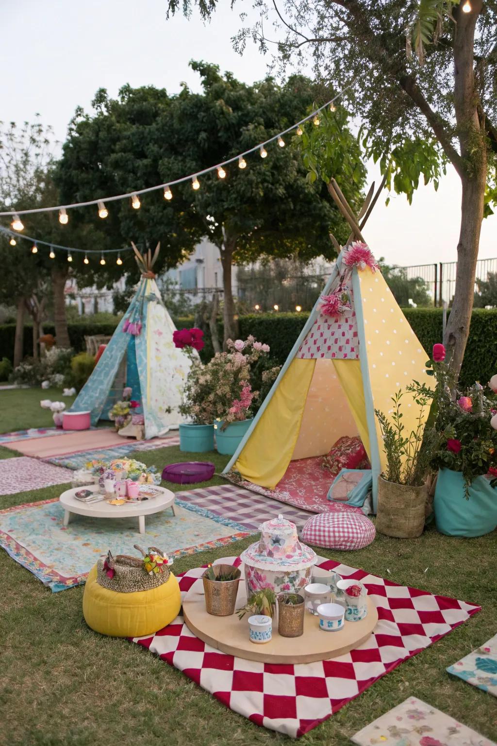 Charming picnic with teepees