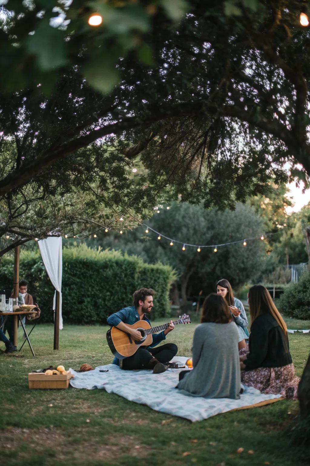 Live acoustic performance at picnic