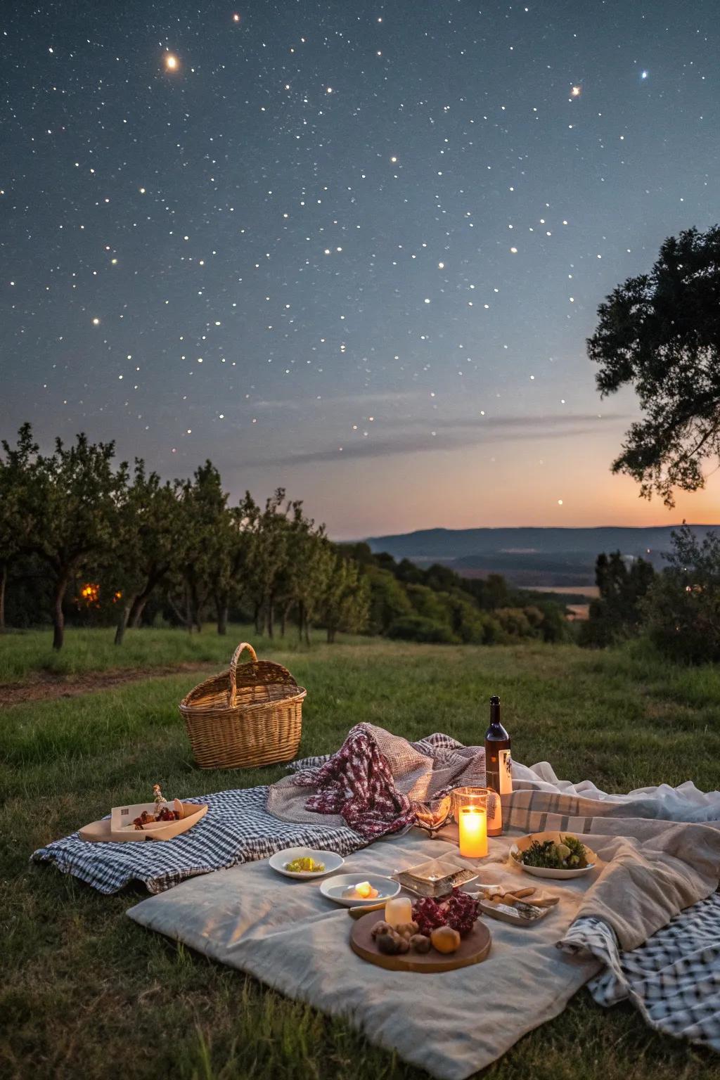 Evening picnic under the stars