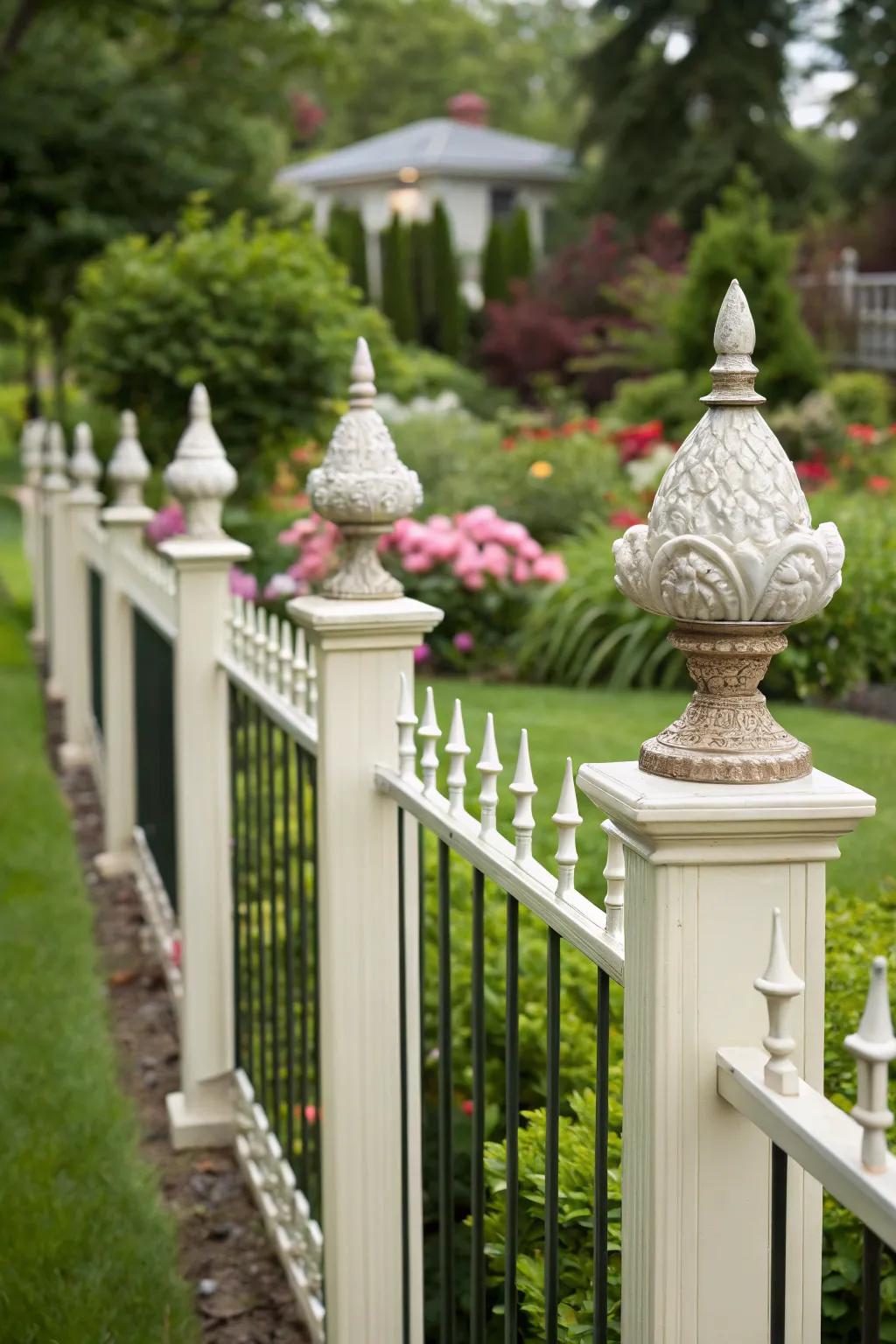 Finish with flair using eclectic finials on your fence posts.