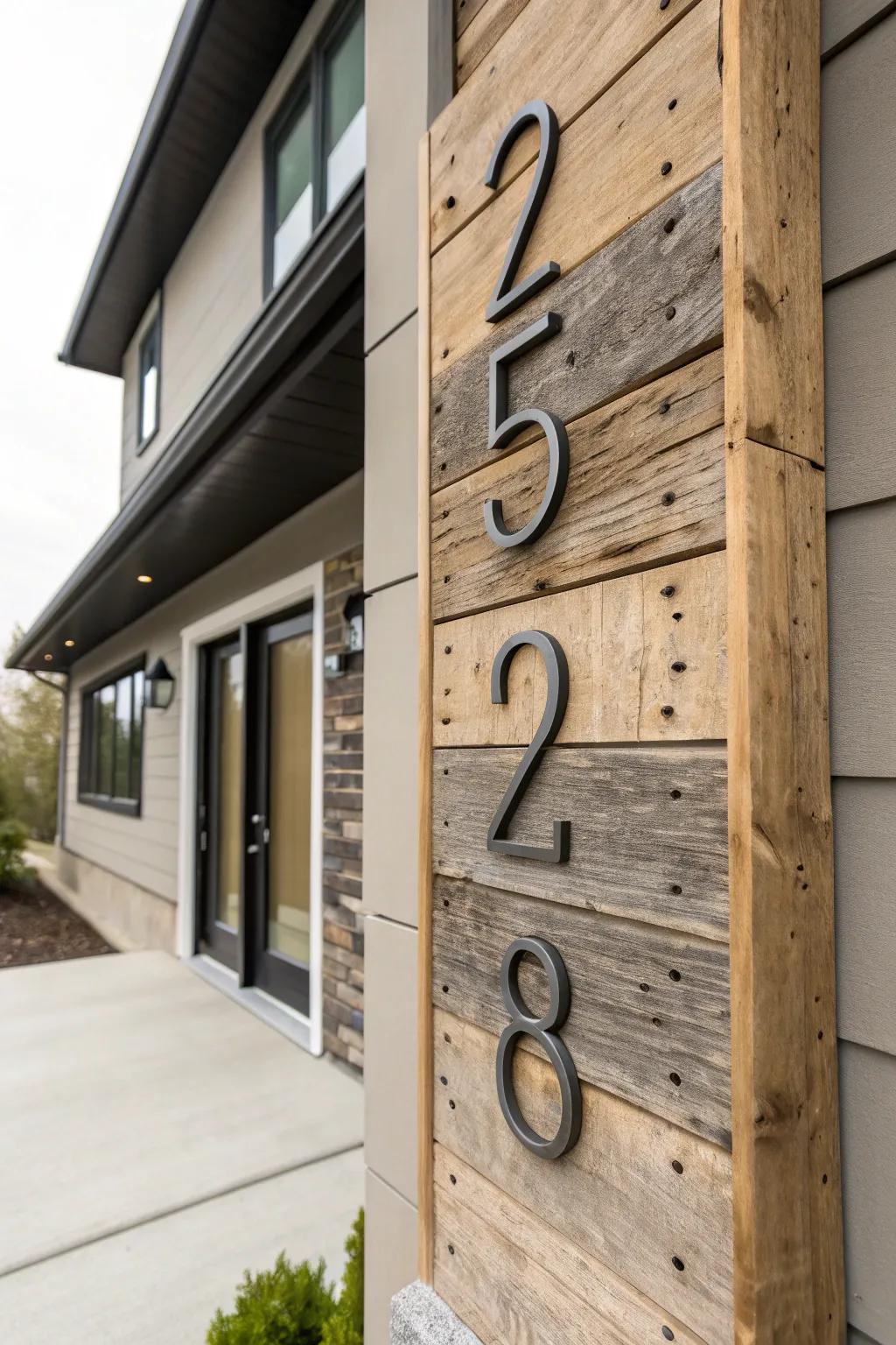 Wood and metal house numbers offer a perfect blend of rustic and modern.