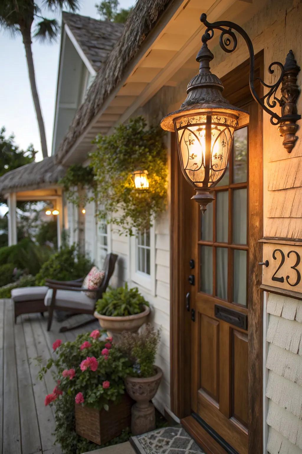 Address lanterns combine vintage charm with modern functionality.
