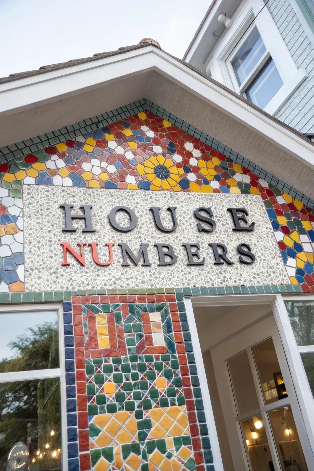 Mosaic house numbers add a splash of color and creativity.