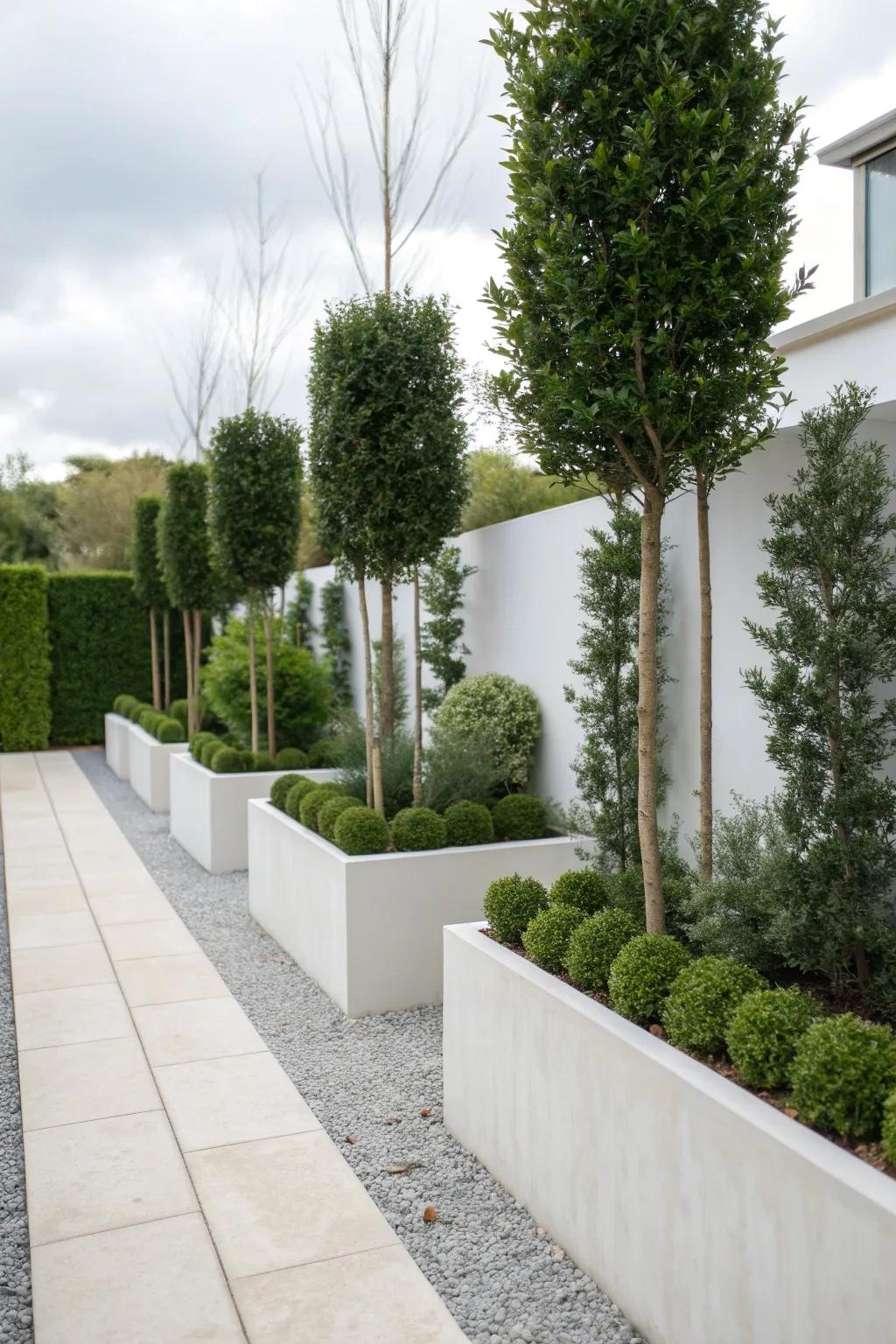 Sky Pencil Holly complements modern minimalist gardens.