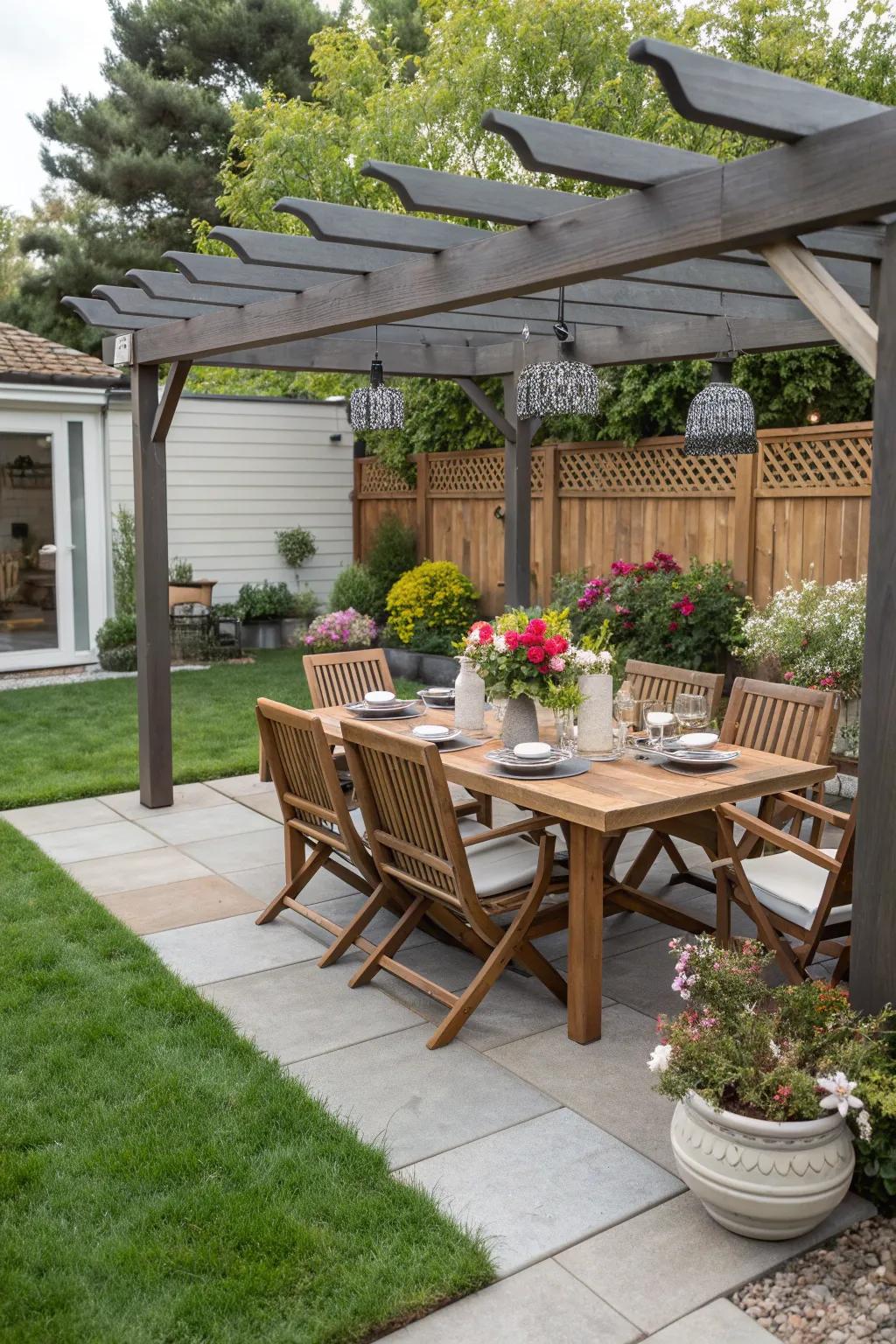An inviting outdoor dining area perfect for alfresco meals.