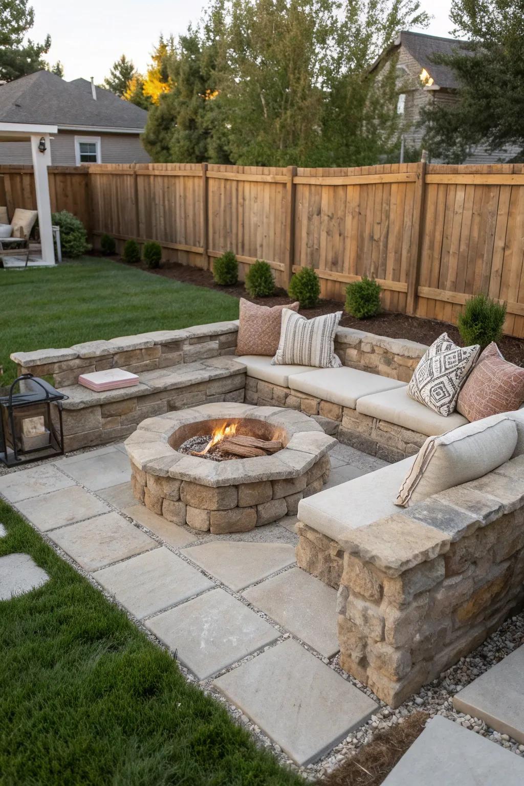A welcoming fire pit corner perfect for relaxation and gatherings.
