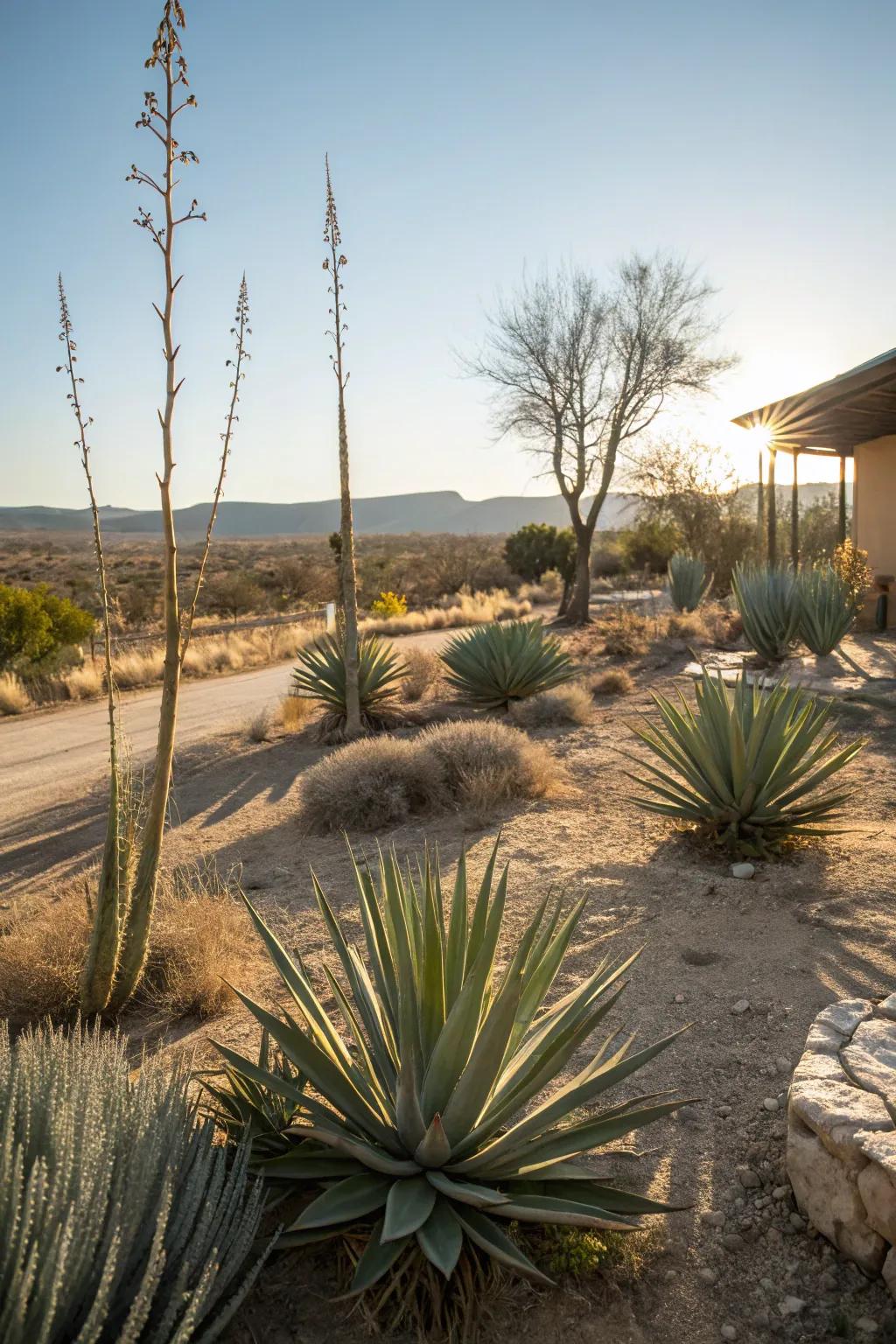A well-designed rock garden with ornamental grasses.