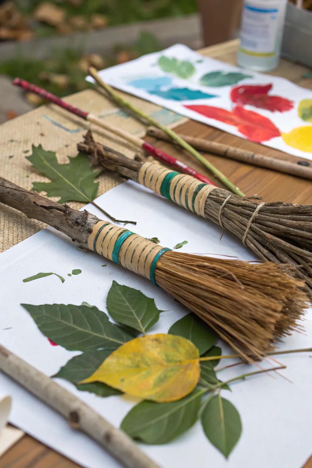 Nature-inspired paintbrushes bringing art to life with their unique textures.