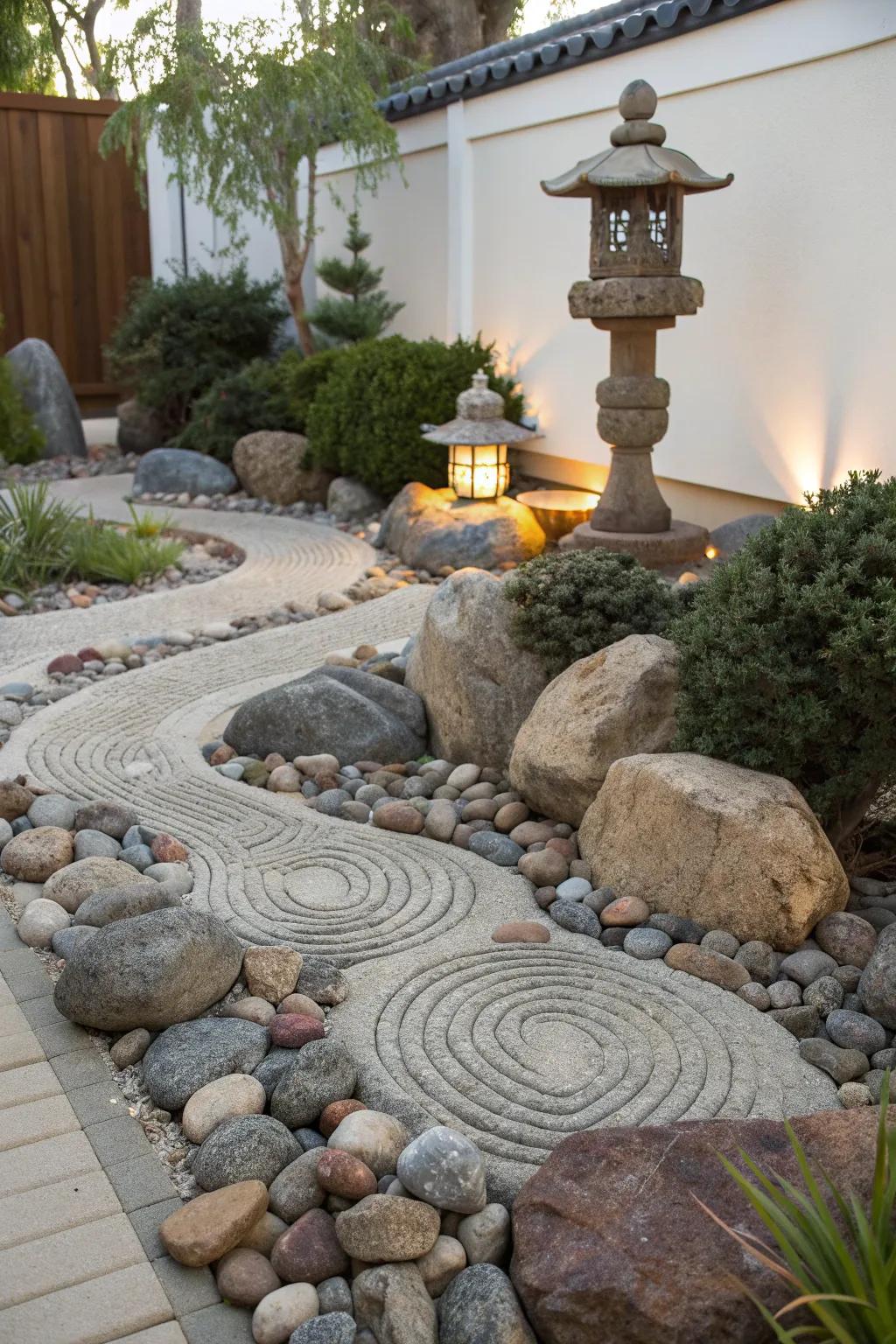 A peaceful rock garden offering a touch of tranquility.